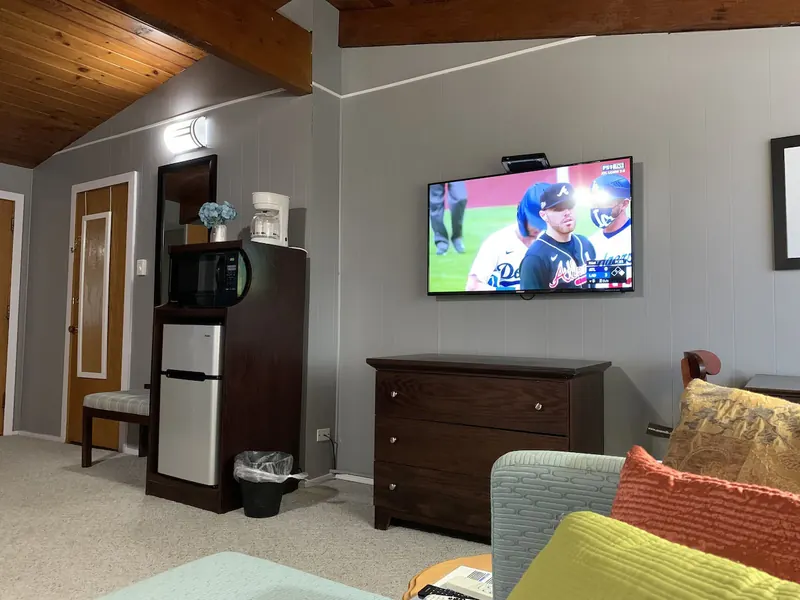 Suite with television, dresser and refrigerator